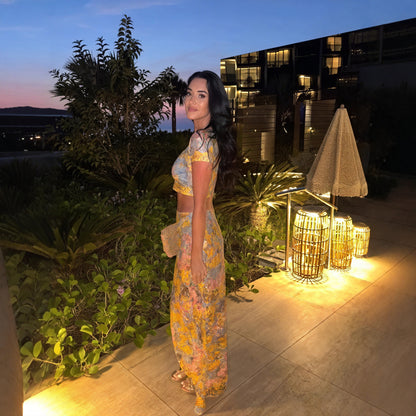 Kvinder Todelt Blomstret Sæt – Crop Top & Maxi Nederdel, Unikt Print-83559-c4234883-5bf0-4c19-b8a9-fe0555226b8a