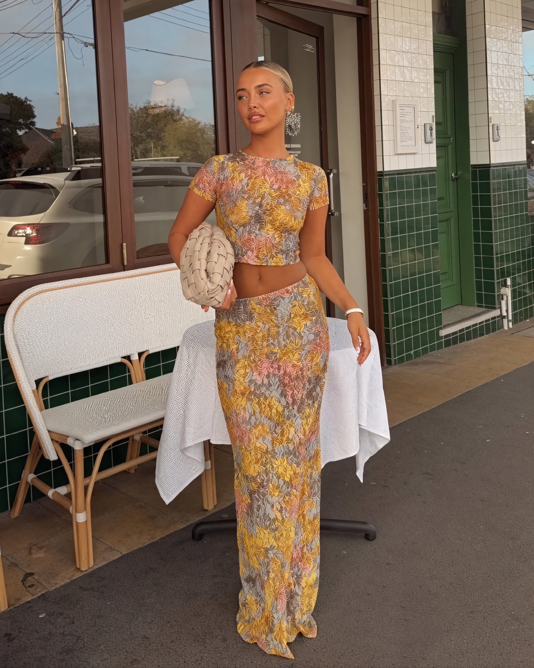 Kvinder Todelt Blomstret Sæt – Crop Top & Maxi Nederdel, Unikt Print-83559-6ec504c3-fed5-4213-9852-cce1ad444e68