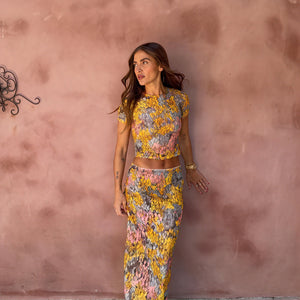 Kvinder Todelt Blomstret Sæt – Crop Top & Maxi Nederdel, Unikt Print-83559-49b90ac5-0c56-401d-98f2-bfe6d6df0840