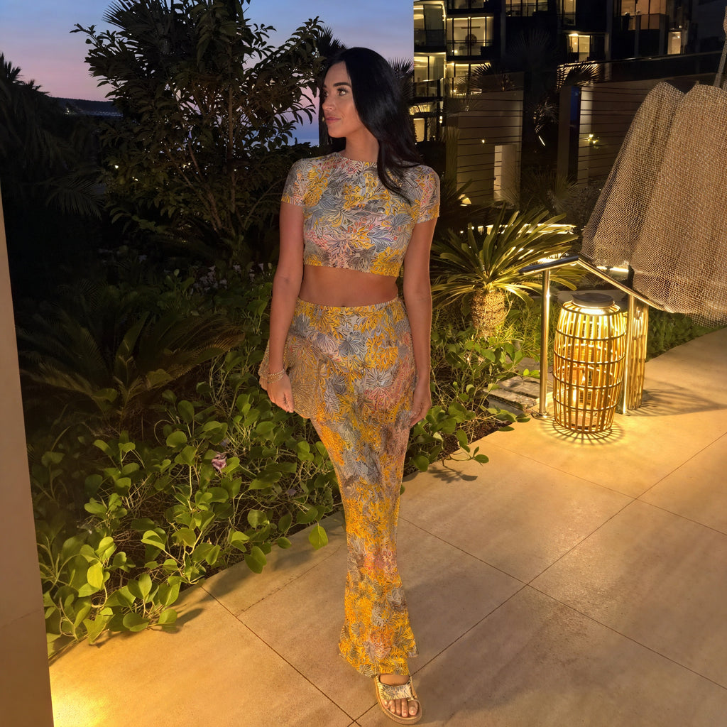 Kvinder Todelt Blomstret Sæt – Crop Top & Maxi Nederdel, Unikt Print-83559-36bb46b6-2bf1-47ad-b822-5144f87646c5