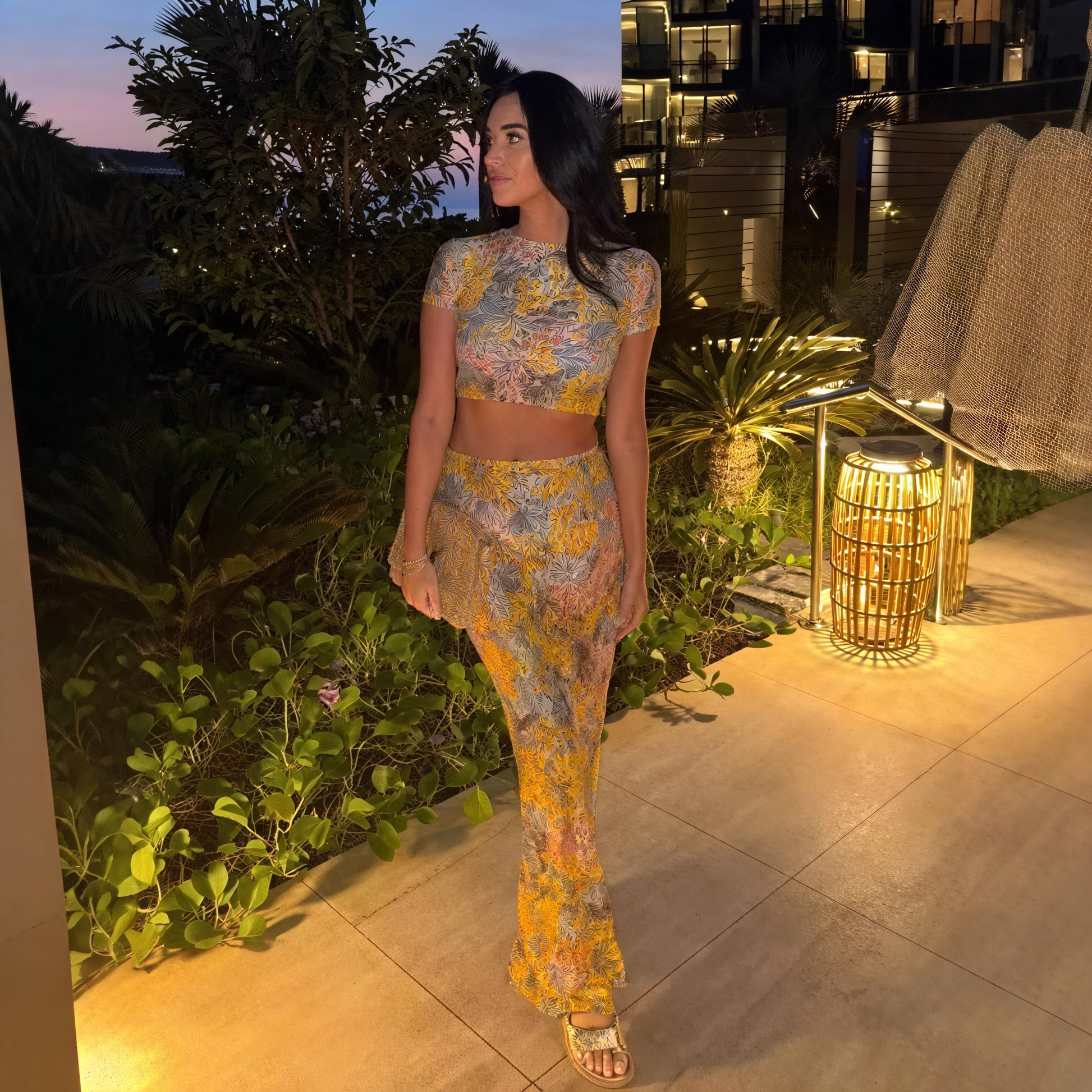 Kvinder Todelt Blomstret Sæt – Crop Top & Maxi Nederdel, Unikt Print-83559-36bb46b6-2bf1-47ad-b822-5144f87646c5