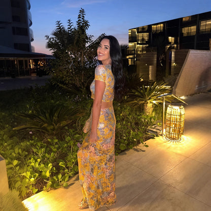 Kvinder Todelt Blomstret Sæt – Crop Top & Maxi Nederdel, Unikt Print-83559-298a897d-d632-458c-9cde-7aad8796bb4e