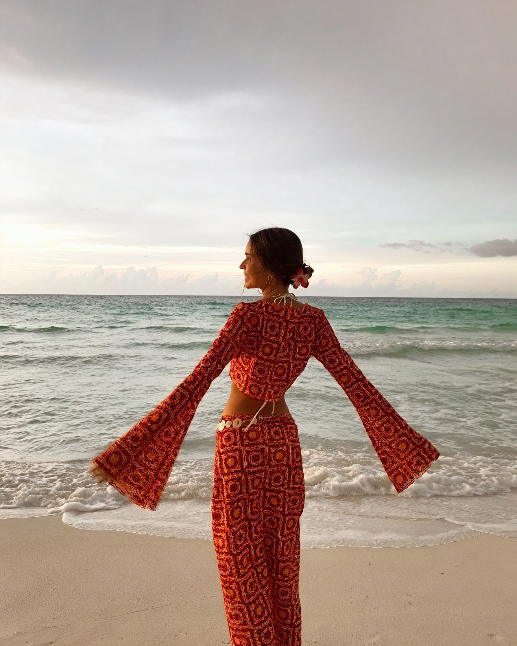 Kvinders Hæklet To-Delt Sæt – To-Tonet, Cropped Top & Højtaljet Bund, Boheme Stil-83575-7e50a866-d4c0-4214-a863-8c663bdd4370