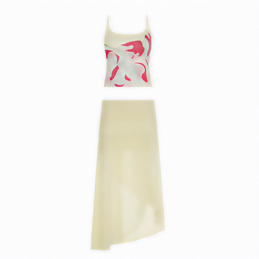 Dame Kjole – Blomstret Top, Spaghetti Stropper, Ruched Asymmetrisk Skørt, Norideen-83580-5fa0c415-5503-4771-85d4-697d37d229a9