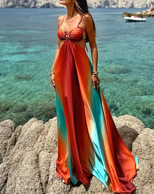 Dame Ombre Satin Kjole med Udskæring og Spaghettistropper-83593-fc3f9dd1-97db-48fb-8623-a1ce398e8e3f