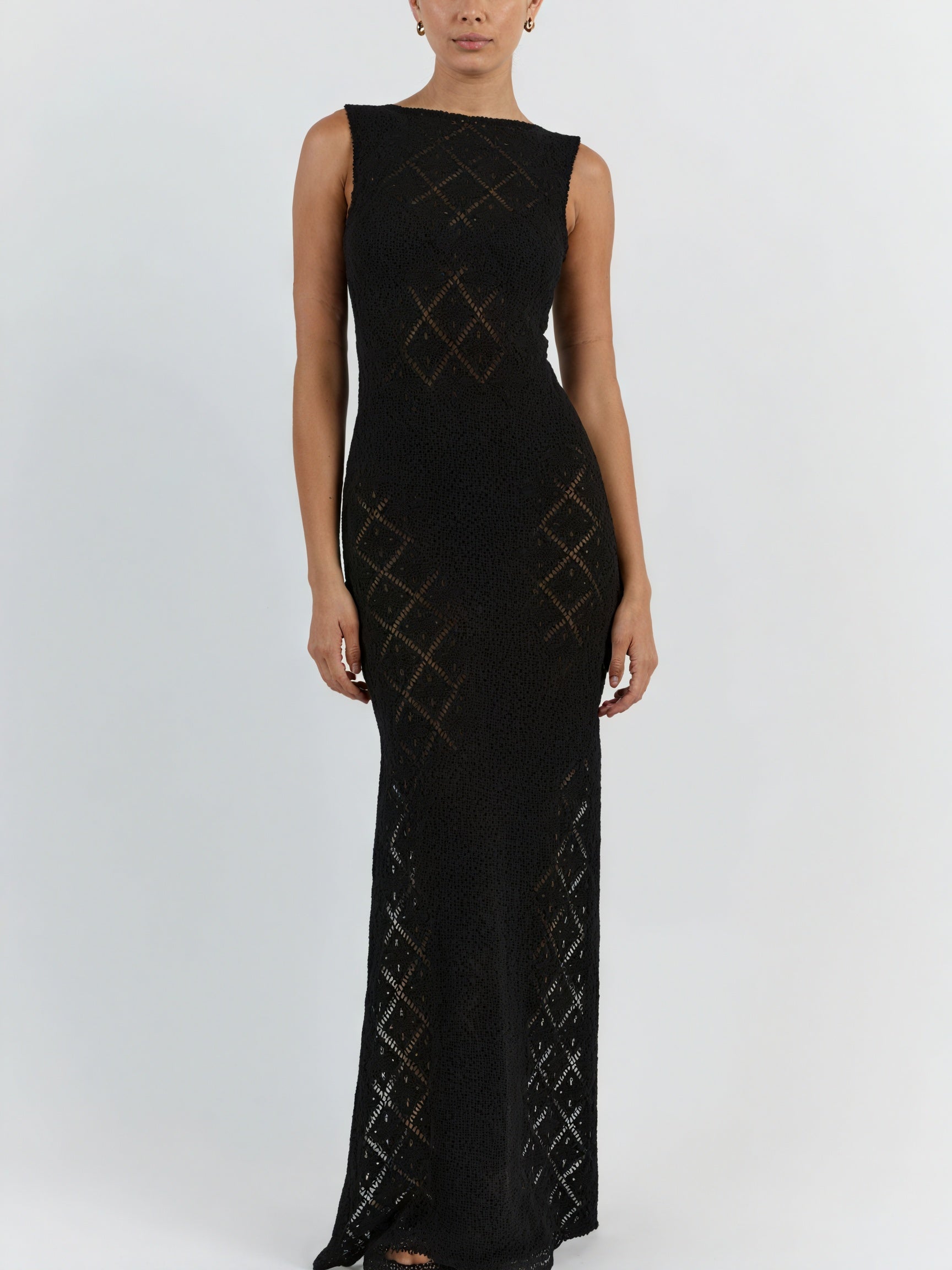 Women's Sleeveless Maxi Knit Dress – Open Knit Design-83712-bc0766b8-941b-4d04-99ef-3a870b2138f8