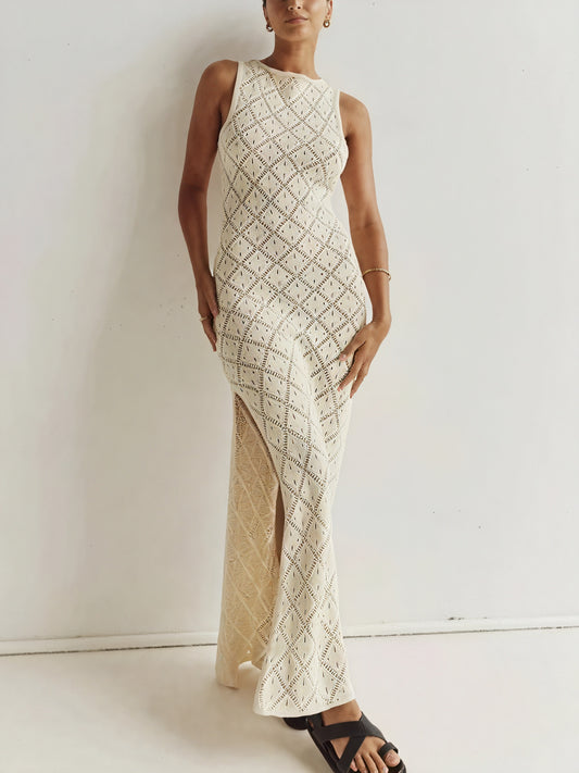 Women's Sleeveless Maxi Knit Dress – Open Knit Design-83712-d589210a-5e78-40b5-98f3-b1e641721359