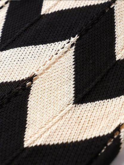 Kvinder Strikkjole – Chevron Mønster, Langærmet, Elegant Design-83785-b432fdc5-0d34-486e-8413-e8cab7d1cb89