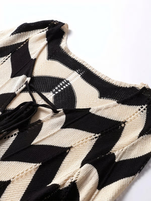 Kvinder Strikkjole – Chevron Mønster, Langærmet, Elegant Design-83785-1f66fb26-1f63-4b3a-ade9-f6b36807cc72