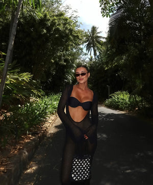 Women's Maxi Dress – Sheer Knit, Long Sleeve, Lightweight-83806-9e3185a4-ddf7-4b71-b48b-ec743360f594