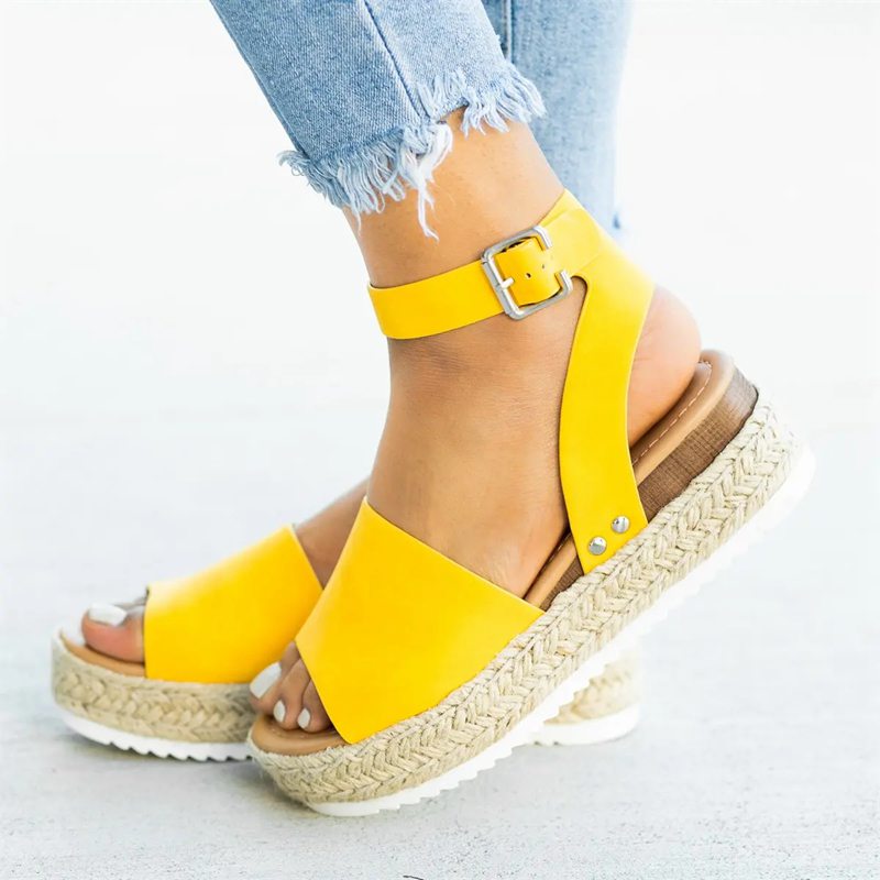 Platform Sandaler med Vævet Jute Detalje