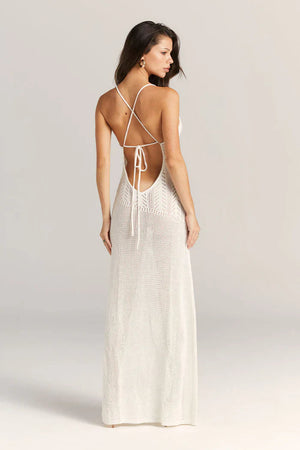 Norideen Dame Maxi Kjole – Strikket, Blomsterudskæring, Åben Strik, Spaghetti Stropper-83282-85832d85-c0a0-459f-acbe-70566616ec45