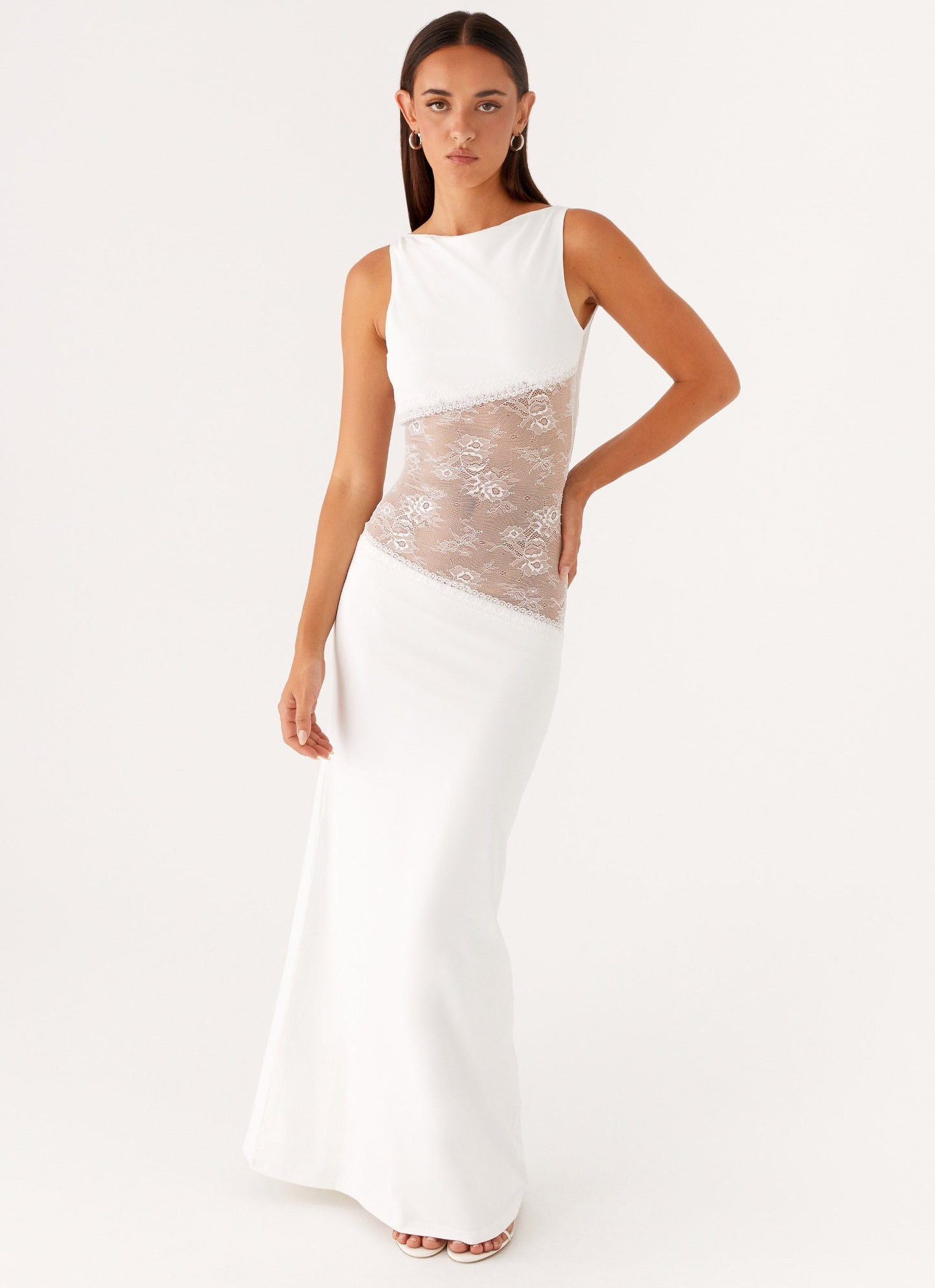 Dame Maxi Kjole – Ærmeløs med Blondepanel, Elegant Feststil-83478-864033e5-91e2-4f28-a4c7-c1ef94af57b8