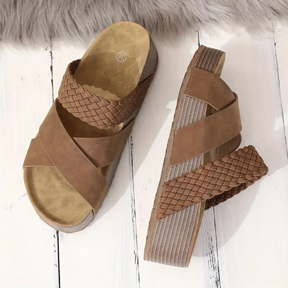 Platform Sandaler med Flettede Krydsremme