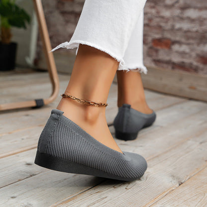 Slip-On Ballerinaer med Strik og Komfort