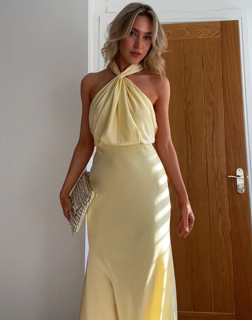Norideen Dame Maxi Kjole – Elegant Halterudskæring, Satin-Look, Flydende Silhuet, S-XL-83281-8c6d6ffc-8040-4b6a-96c5-e2421c9ca7f8