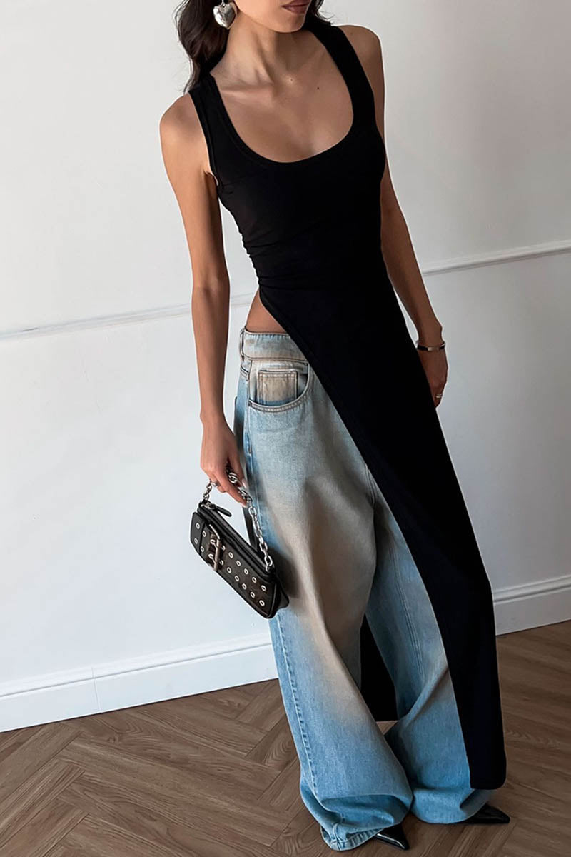 Moderne Top - Asymmetrisk Kant & Slids