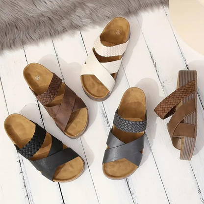 Platform Sandaler med Flettede Krydsremme