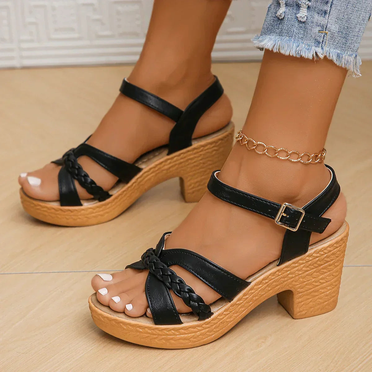 Boheme Sandaler - Flettet Rem & Platform