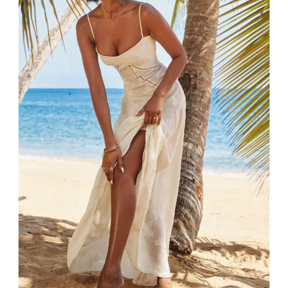 A-linje Gulvlang Kjole med Stropper