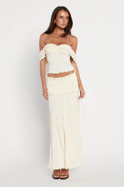 Boheme Top & Maxi Nederdel Sæt - Flæsekanter