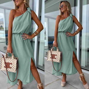 Damekjole One-Shoulder – Asymmetrisk Hals, Slids & Taljebinding-83342-927e1a47-ccab-4c97-9001-36a3610f621f