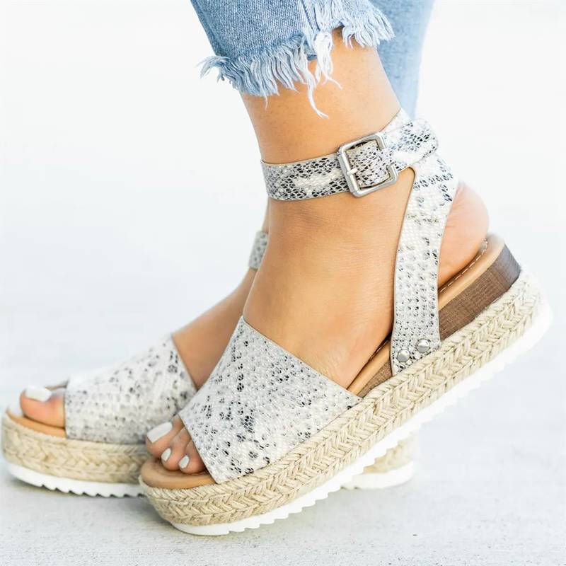 Platform Sandaler med Vævet Jute Detalje