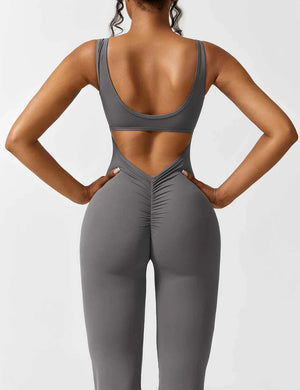 Kvinde Jumpsuit – Ærmeløs, Åben Ryg, Vide Ben, Strækstof, Formtilpasset Pasform-83507-92bba680-27d4-47cd-9334-48c35759be1a