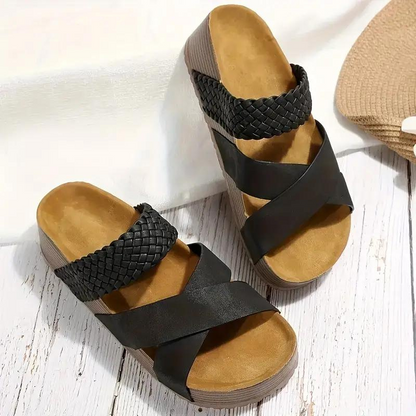 Platform Sandaler med Flettede Krydsremme