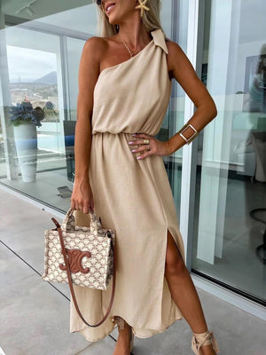 Damekjole One-Shoulder – Asymmetrisk Hals, Slids & Taljebinding-83342-947f2705-4bd7-4ca0-9a92-99f77353499c