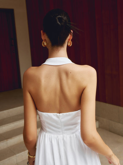 A-Linje Maxi Kjole med Halterneck