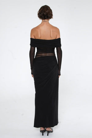 Draperet Aftenkjole med Off-Shoulder