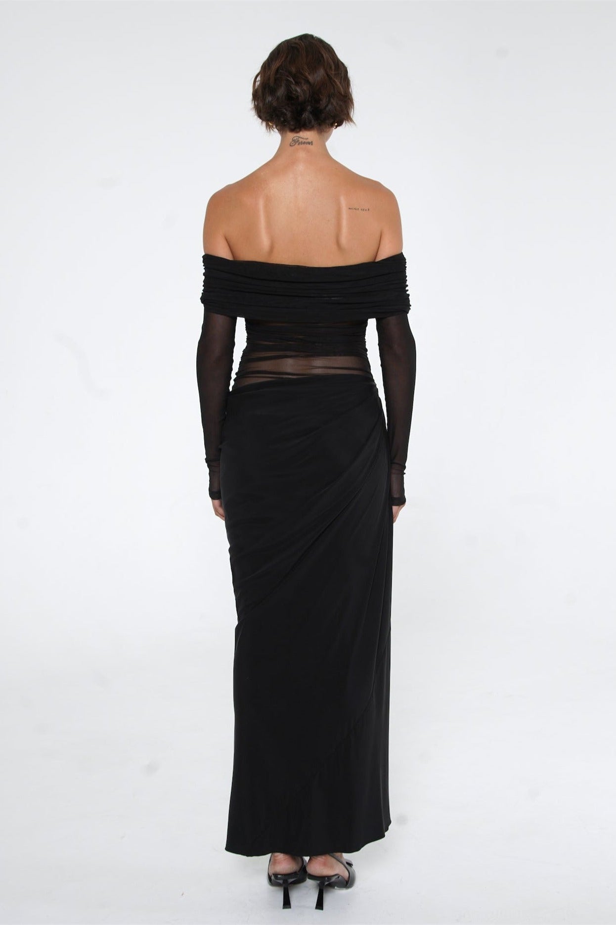 Draperet Aftenkjole med Off-Shoulder