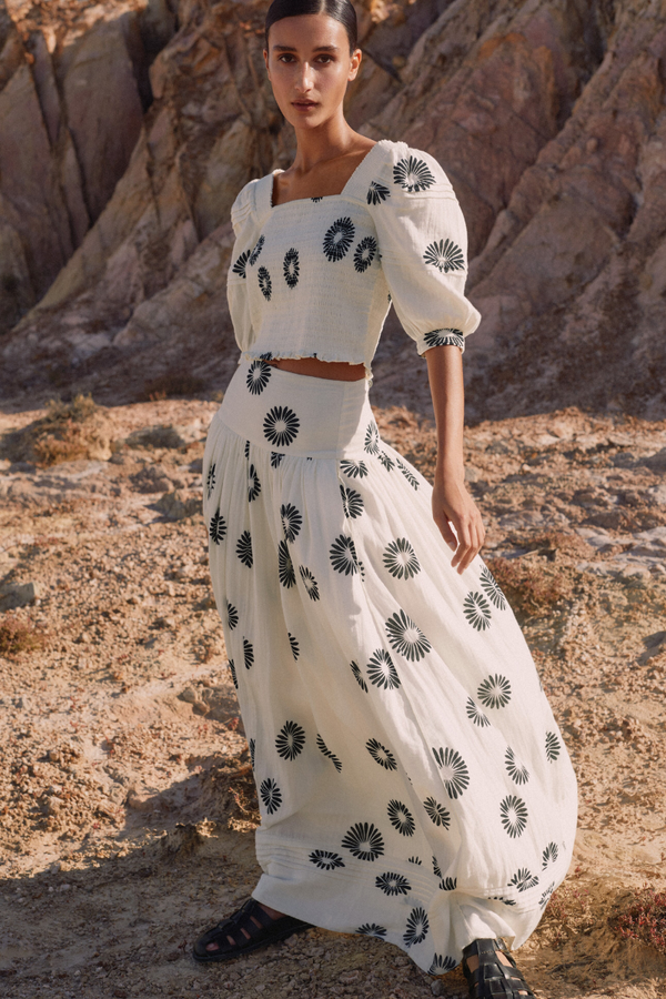 Blomstret Sommer Sæt med Pufærmer