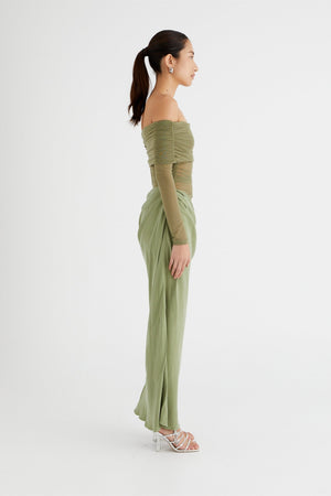 Draperet Aftenkjole med Off-Shoulder