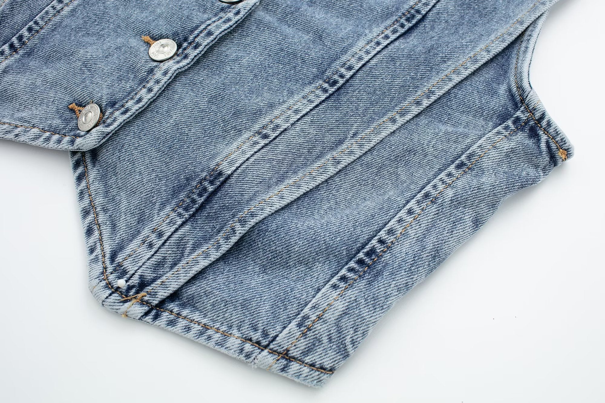 Skræddersyet Denim Vest - V-udskæring