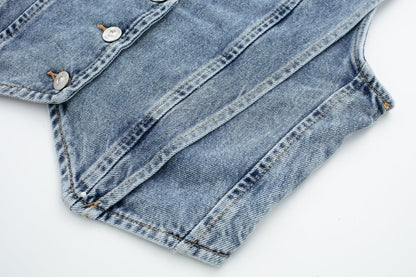 Skræddersyet Denim Vest - V-udskæring
