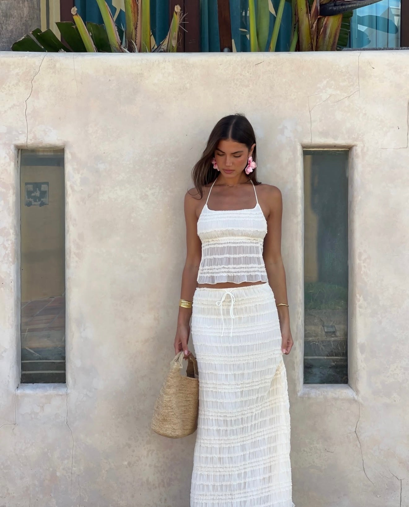 Dame Todelt Sæt – Tekstureret Halter Top & Midi Nederdel med Snøre-83709-9c1670c4-0d8c-4203-ae15-60df4aa98122