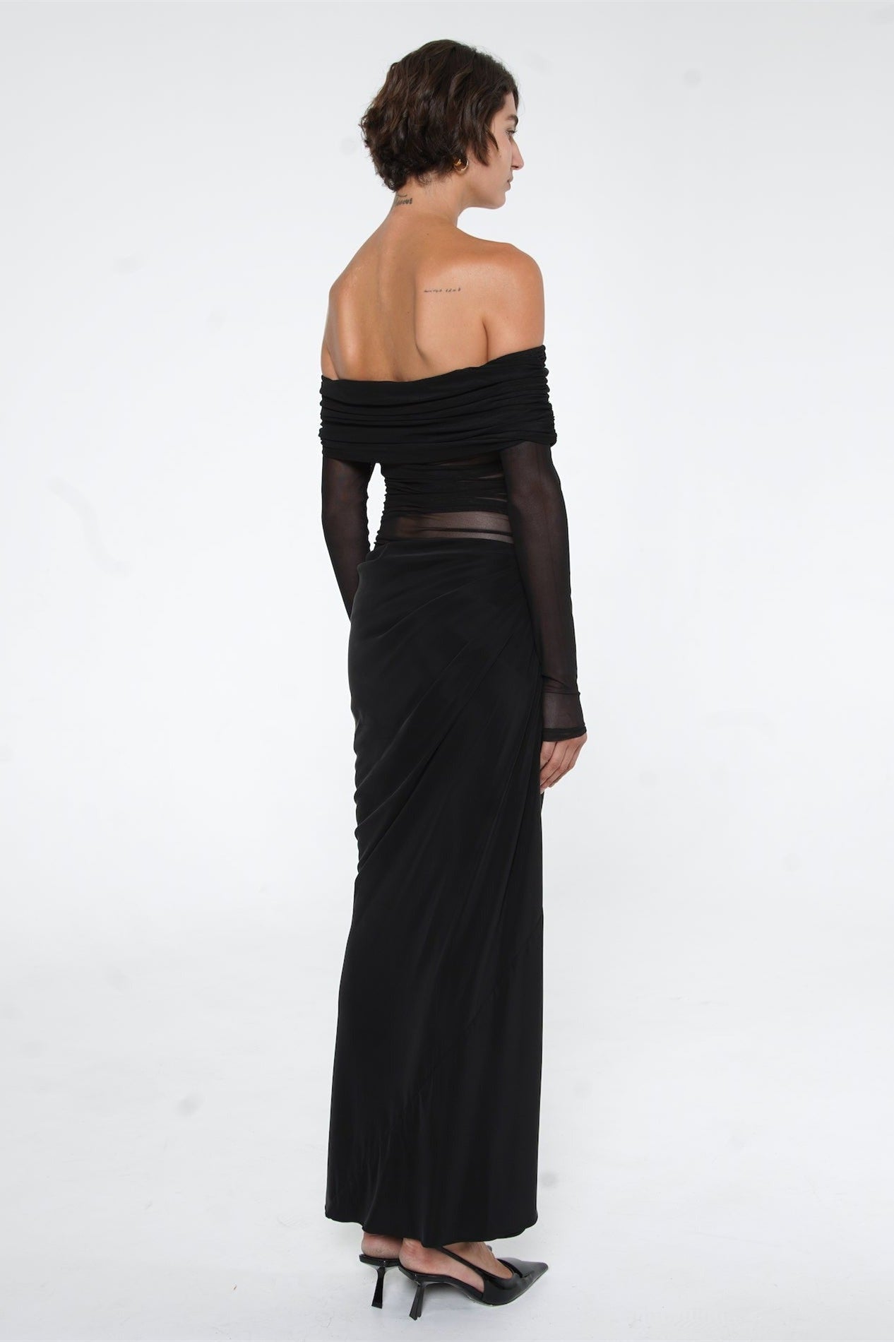 Draperet Aftenkjole med Off-Shoulder