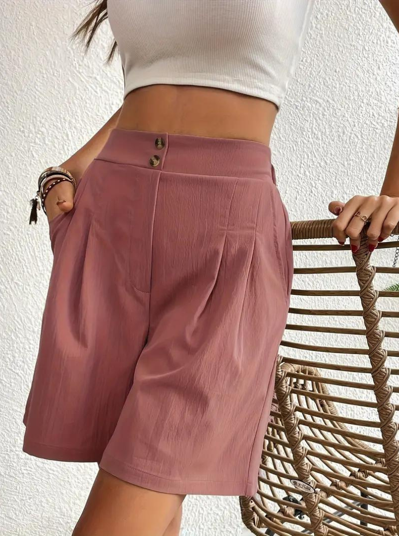 Kvinders Shorts – Højtaljede Plisserede med Funktionelle Lommer, Elegant Stil-82558-9c92b083-72ff-427e-bdd1-e6d15173d948