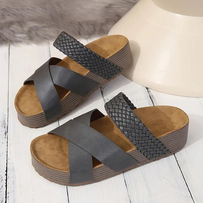 Platform Sandaler med Flettede Krydsremme