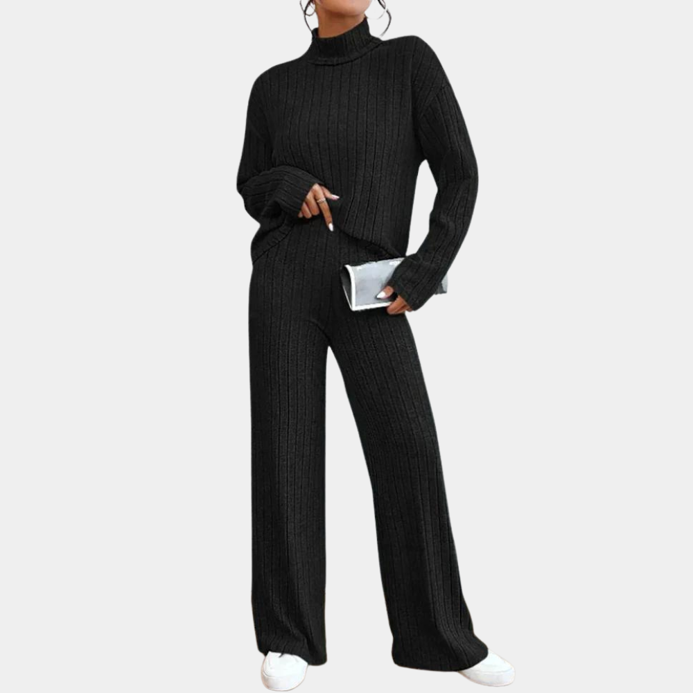 Ursula | Damen Geripptes Strick Zweiteiler Lounge Set - Elle Zürich