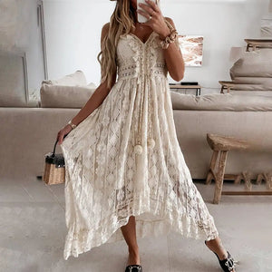 Boheme Midi Kjole - Blonde V-Udskæring