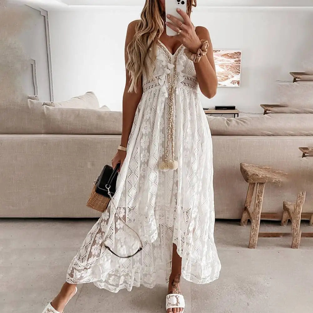 Boheme Midi Kjole - Blonde V-Udskæring