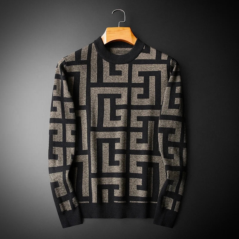 David | Herren Strickpullover mit geometrischem Muster - Elle Zürich