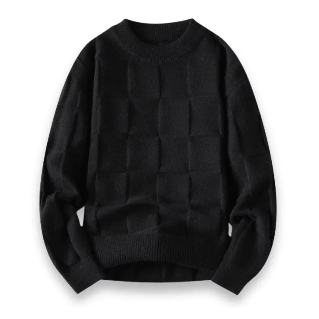 Sven | Herren Gemütlicher Strickpullover mit Quadratmuster für den Winter - Elle Zürich