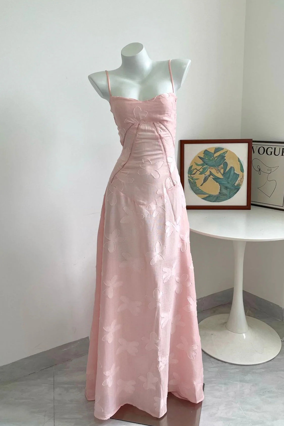 A-linje Gulvlang Kjole med Stropper