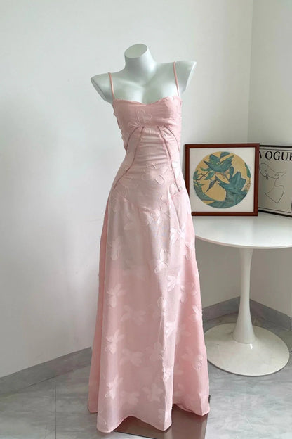 A-linje Gulvlang Kjole med Stropper