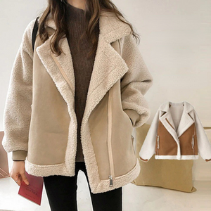 Dame Frakke – To-tonet, Ruskindsimiteret med Faux Shearling Foring, Bred Revers-50497-81840c9e-7d9e-4d2a-9390-739ba8acf44d