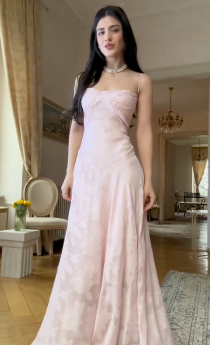 A-linje Gulvlang Kjole med Stropper